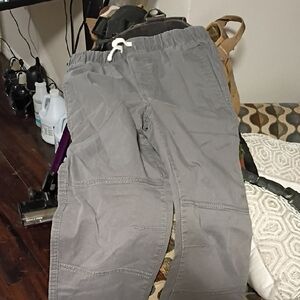 Gray Cargo Pants with Drawstring